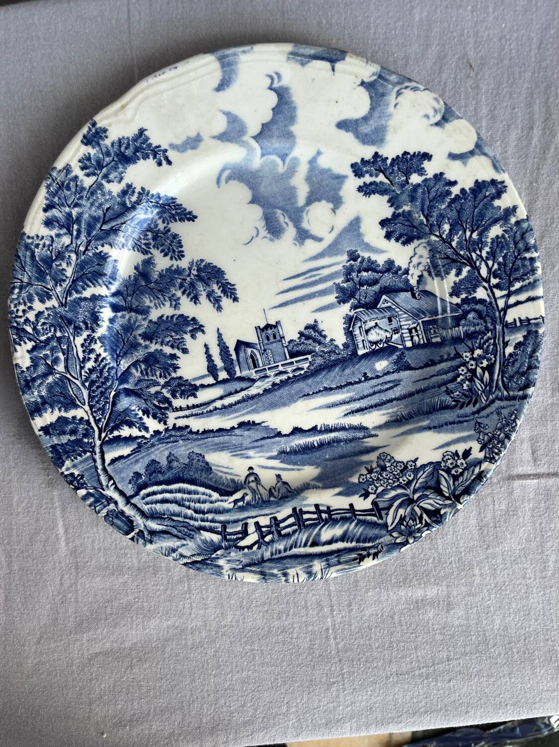 Assiette style anglais faïence lunéville 1950