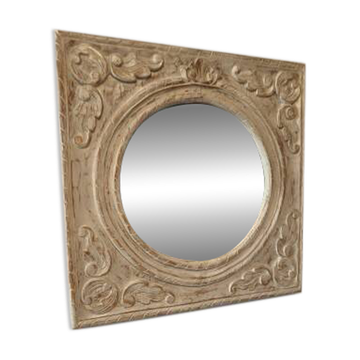 Cerused wooden mirror