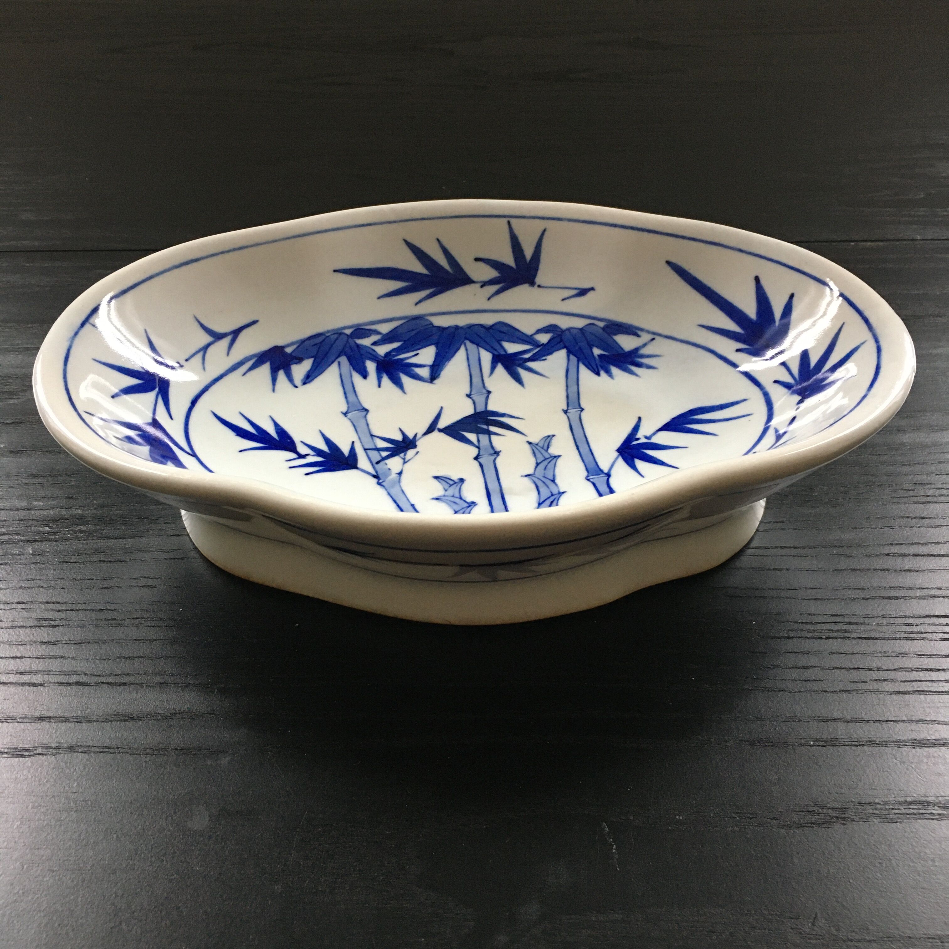 Coupe chinoise décor bambous bleus
