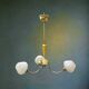 Three-light chandelier in brass and striated opaline glass – 1950s-60s