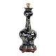 Pied de lampe de table en porcelaine émaillée, XIXème siècle, époque Napoléon III.