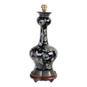 Enamelled porcelain table lamp base, 19th century, Napoleon III period.