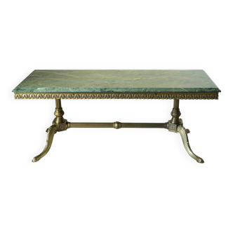 20th century green marble and brass coffee table