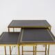 Brass and skaï side tables, 1950s
