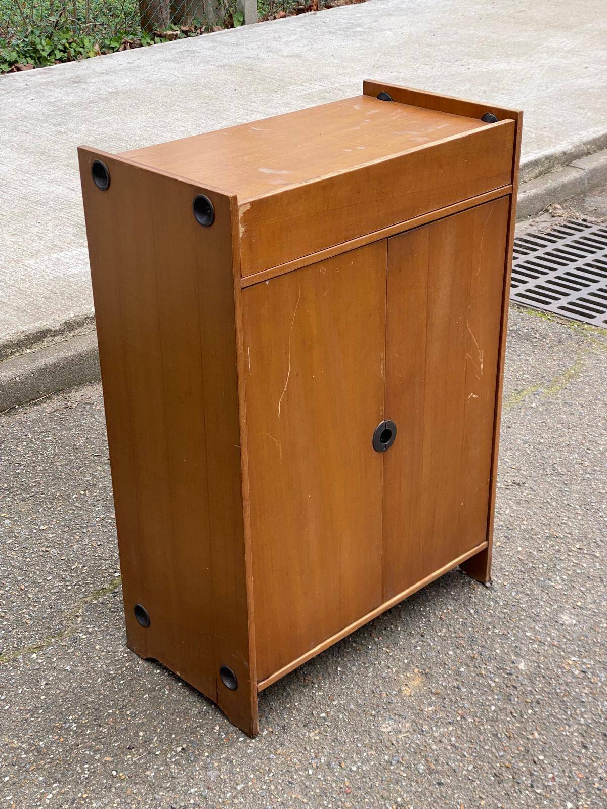 1960s Scandinavian wooden shoe storage cabinet dresser