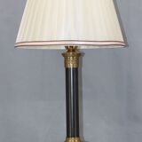 Lamp in gilded bronze and patinated empire style pleated lampshade