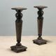 Antique ebonised wood and mother-of-pearl columns, 19th century