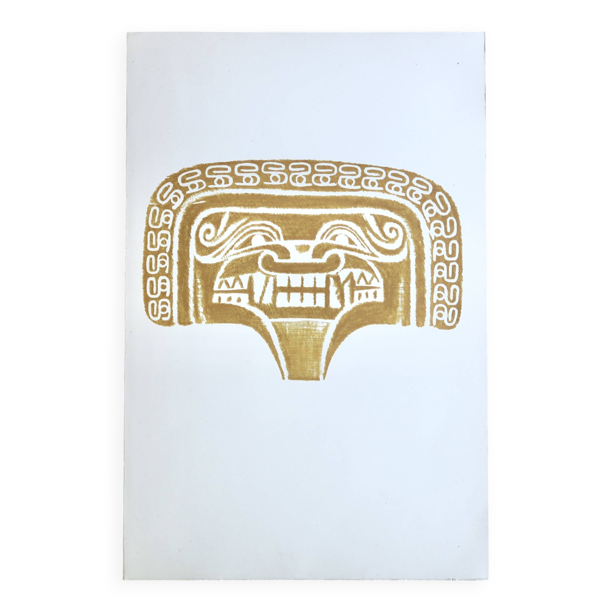 Estampe originale Pré-Colombienne, années 60