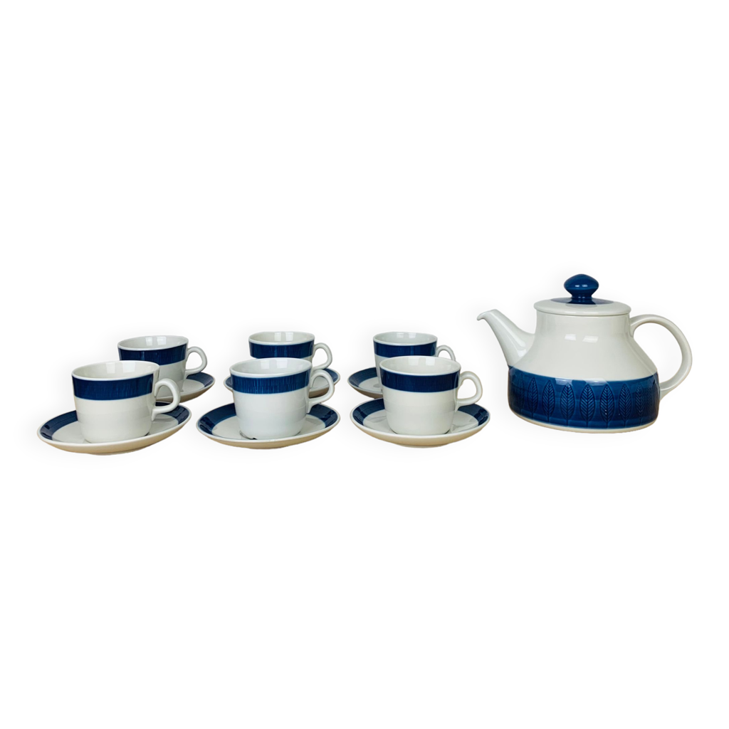 Tea set cups ceramic Koka by Rörstrand Sweden, Scandinavian