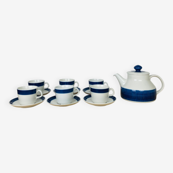 Tea set 6 cups ceramic Koka by Rörstrand Sweden, Scandinavian