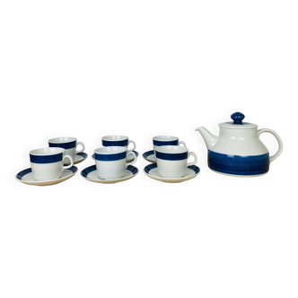 Tea set 6 cups ceramic Koka by Rörstrand Sweden, Scandinavian