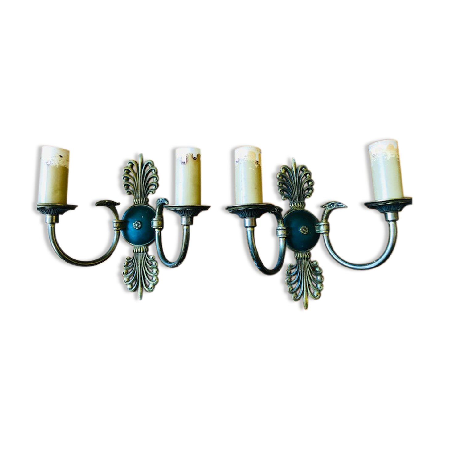 Nineteenth century brass wall lamps