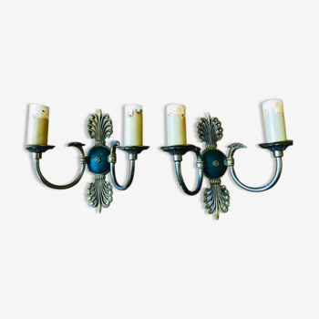 Nineteenth century brass wall lamps