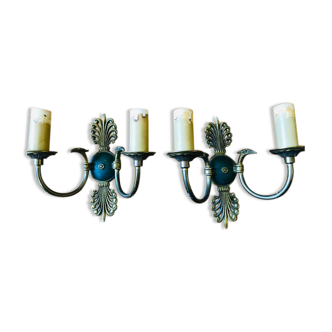 Nineteenth century brass wall lamps