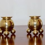 Pair of Mid-Century Swedish Brass Candle Holders by Gusum
