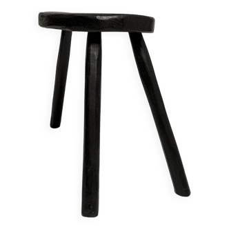 Tabouret de ferme bois brulé