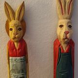 Lot wooden toys rabbits