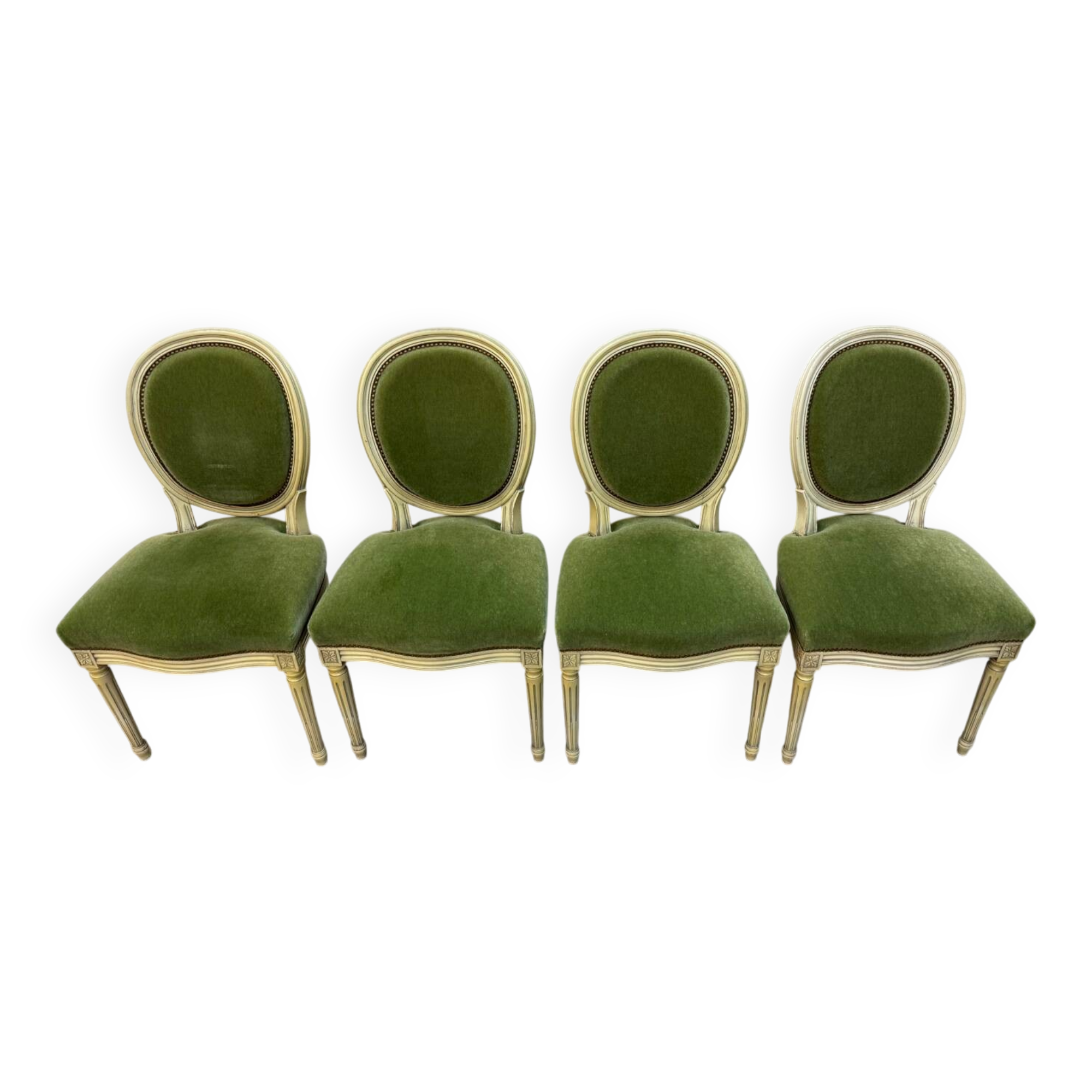 4 studded Louis XVI medallion chairs