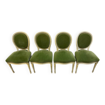 4 chaises médaillon clouté Louis XVI