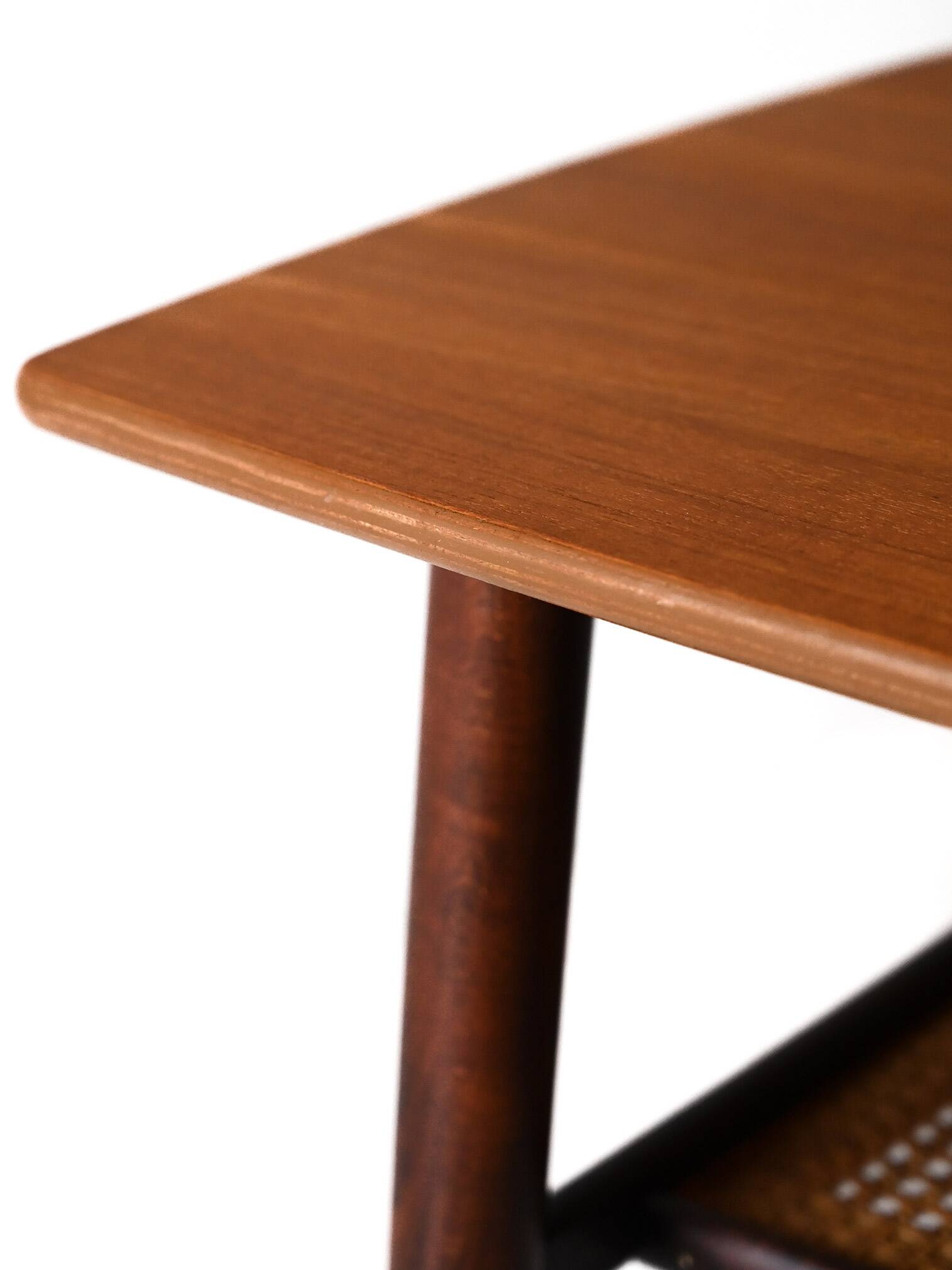 1960s Scandinavian coffee table with Vienna straw shelf