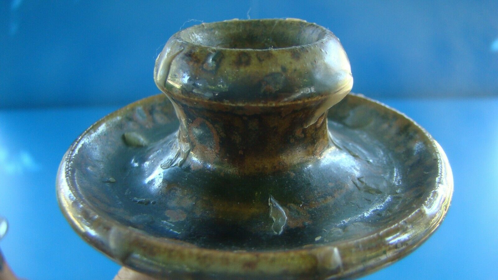 Pair of corsican sandstone candlesticks varnished Truchon Oletta stamped