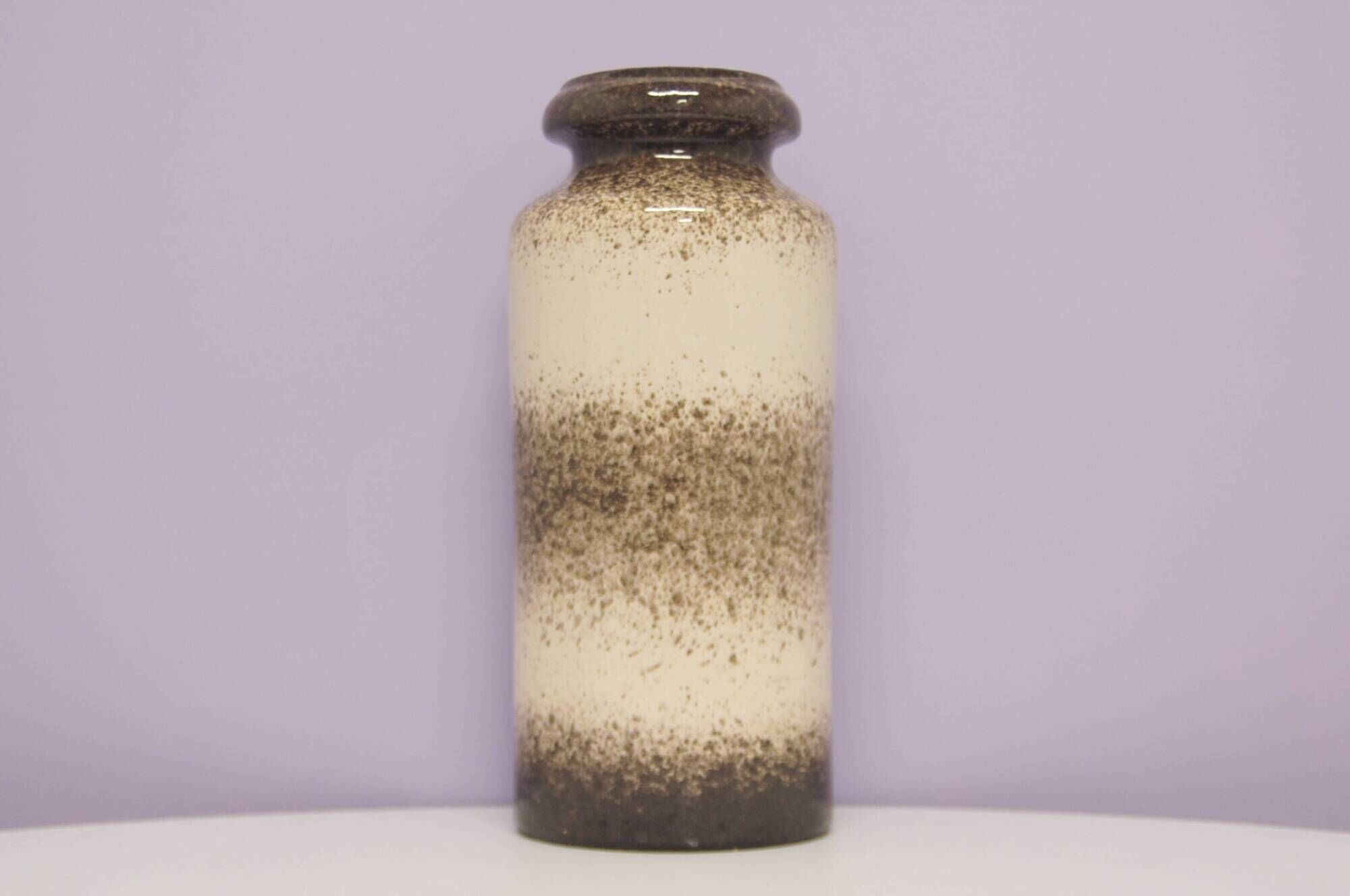 Vintage brown and white speckled west germany vase scheurich
