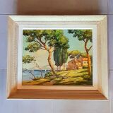 Oil on canvas signed, farmhouse Provençal seaside