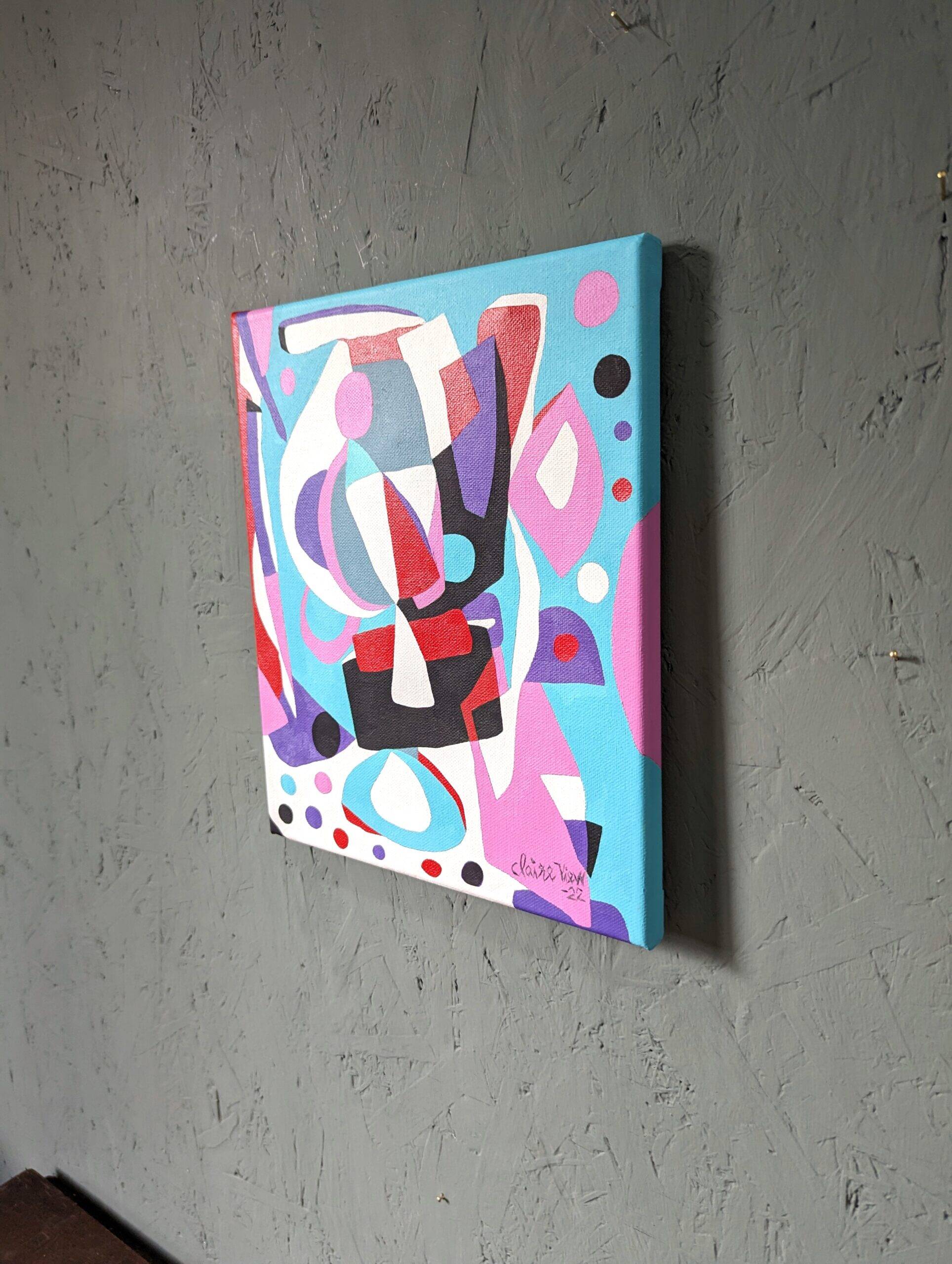 Contemporary Abstract "Morning Blues", Small Unframed Oil Painting, 2022