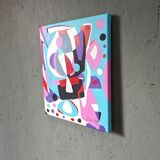 Contemporary Abstract "Morning Blues", Small Unframed Oil Painting, 2022