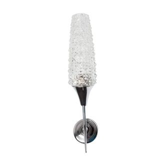 Torch wall lampof the 60s in silver and glass