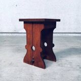 Amsterdam School Design Oak Handle Stool, Netherlands, 1920s