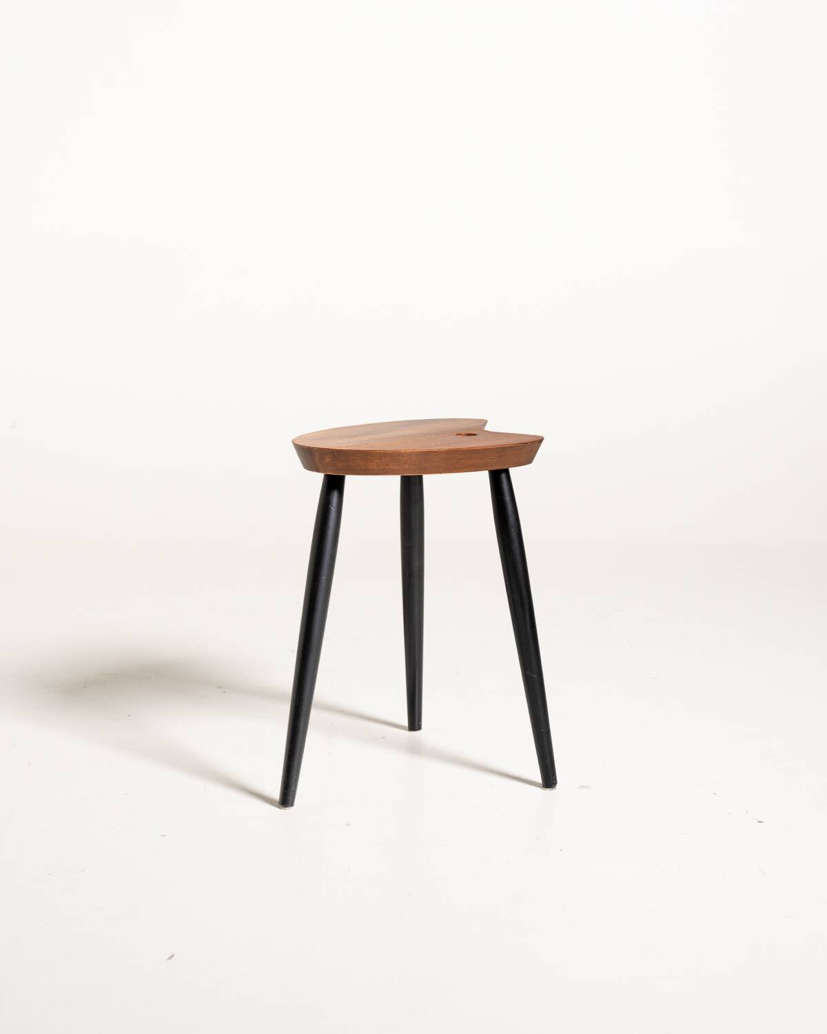 Palette-Shaped Teak Stool, Scandinavia, 1950s
