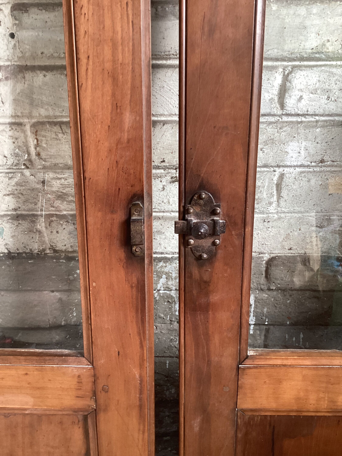 Pair of old glass cupboard doors
