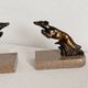 Marble and bronze metal bookends, Art Deco, greyhound, bookshelf.