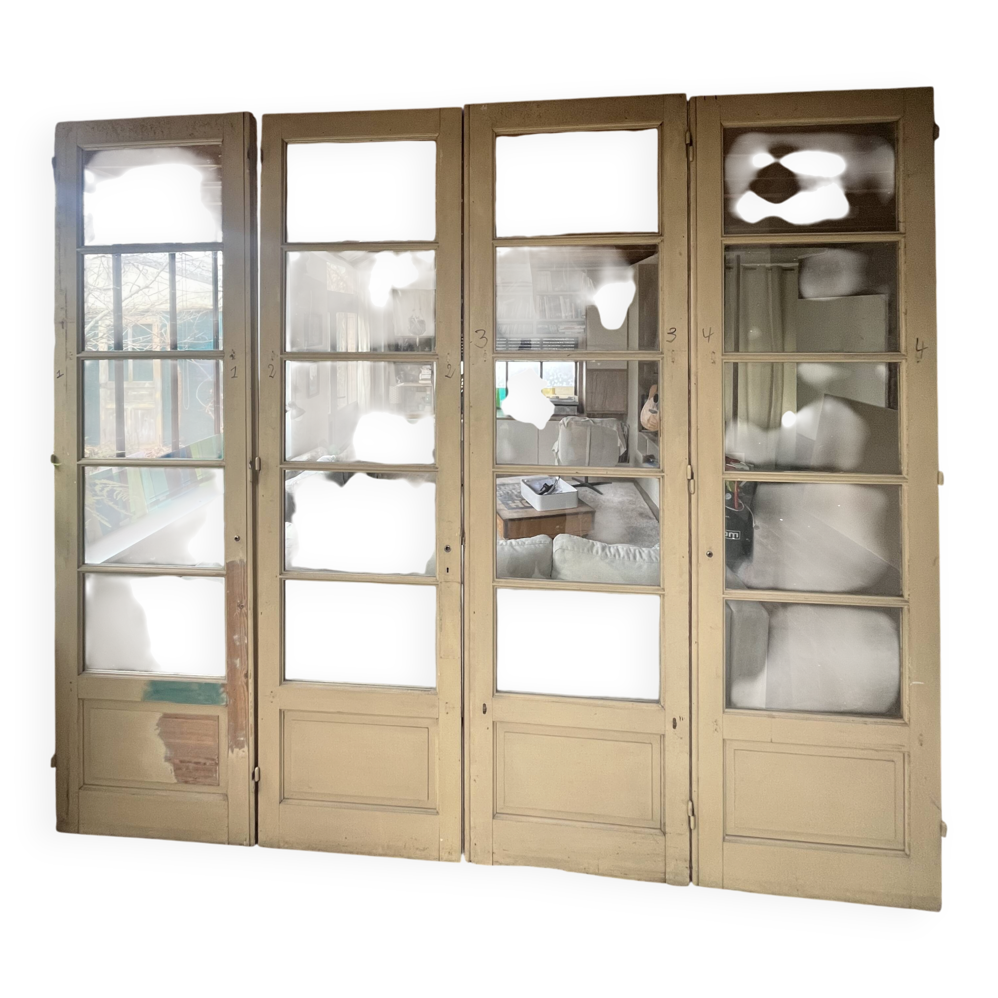 set of four large glass partition doors