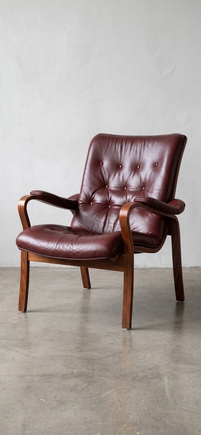 Scandinavian armchair with footrest