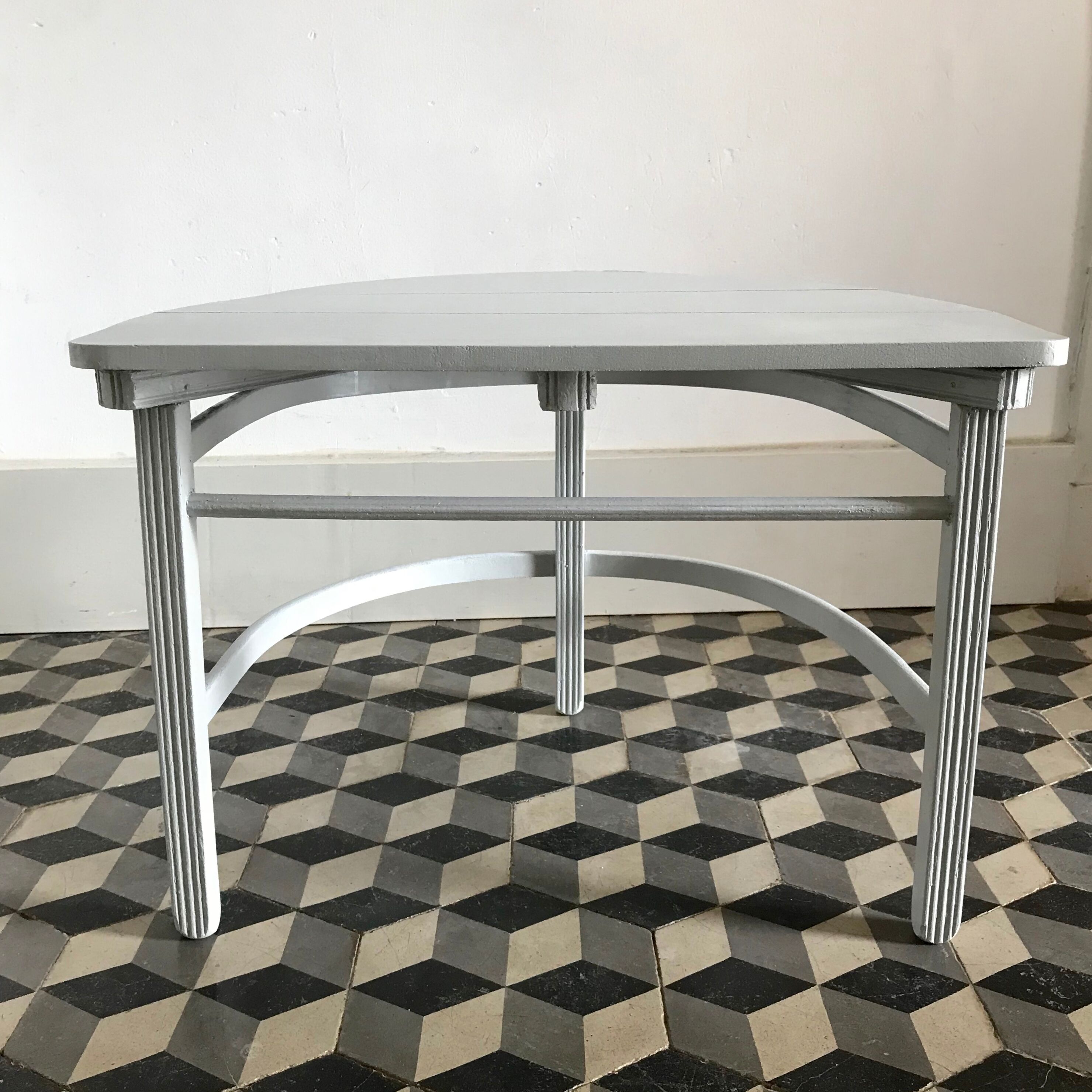 Tripod half moon table