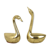 Pair of swans brass