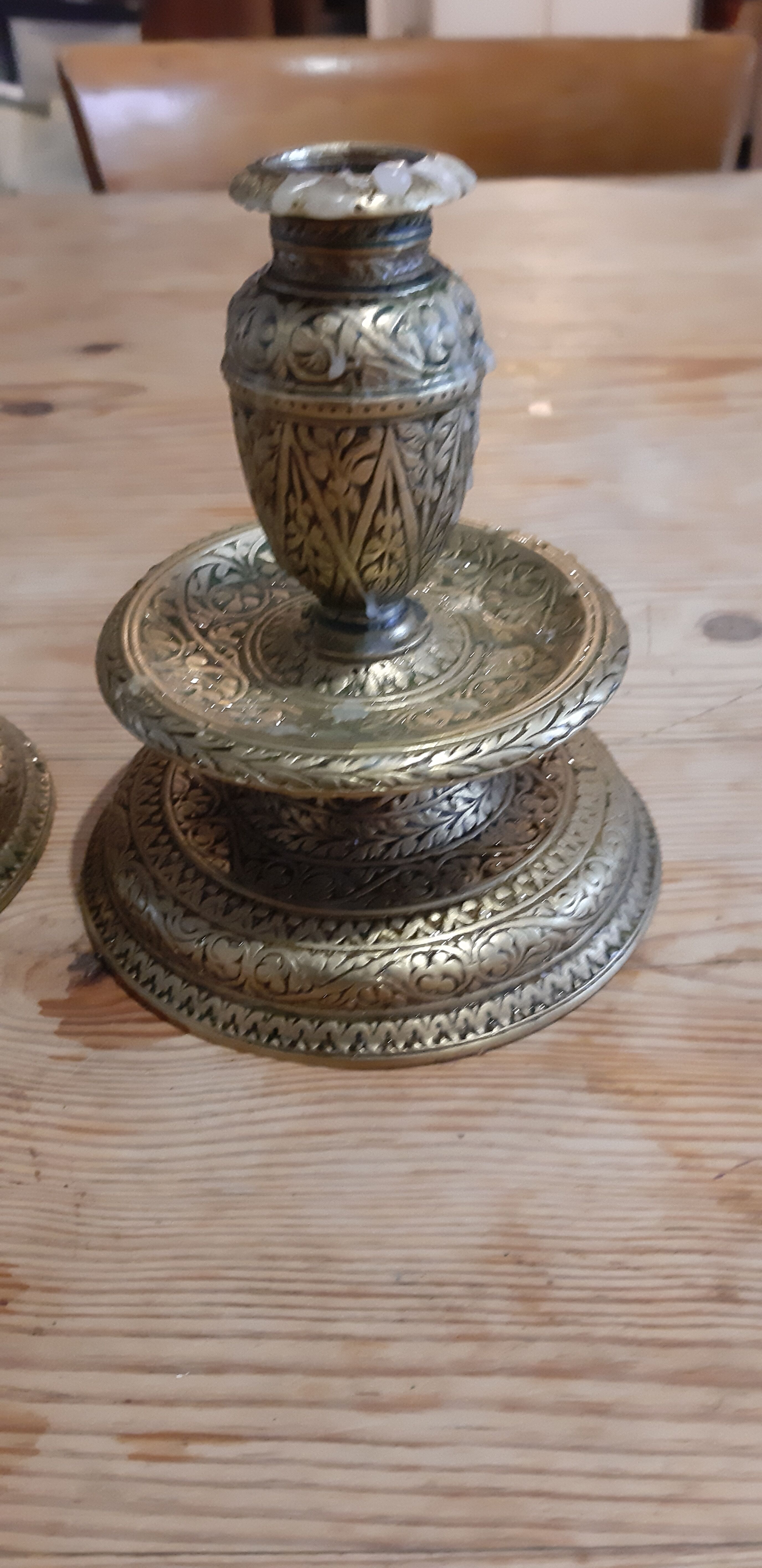 Pair of candlesticks in bronze India 19th
