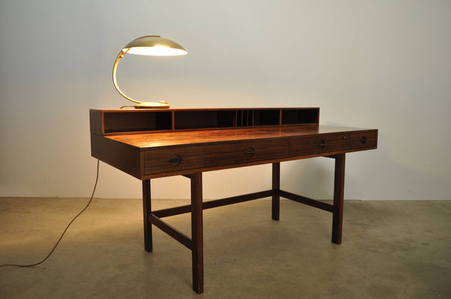 Mid century art deco / bauhaus brass table lamp by egon hillebrand 60s