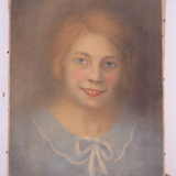 Antique signed painting portrait of a girl oil on canvas 1880 BM1N