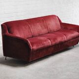 Mid-Century Italian Velvet 3-seater Sofa, 1950's