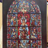 Original stained glass engraving painting from Chartres Cathedral