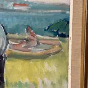 Original Swedish Oil on Canvas – “Friends” by Nils Sewerin – Vintage & Framed