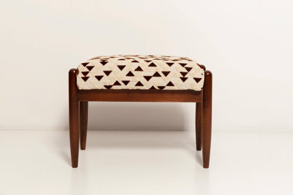 Deux tabourets GFM milieu du siècle en jacquard dessin par Dedar, E. Homa, Europe, années 1960