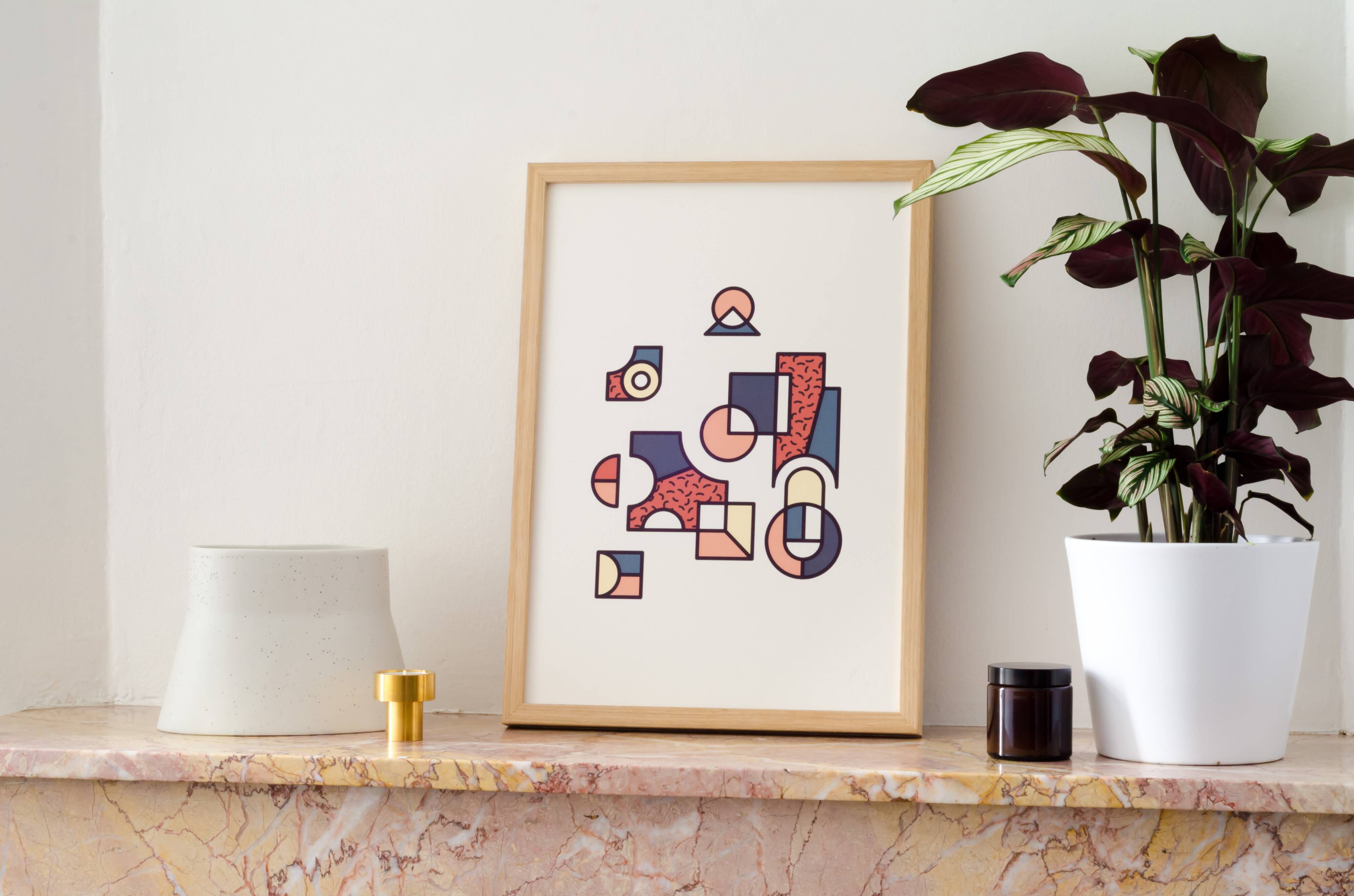 Illustration - Affiche A3 abstraite géométrique graphique colorée numérotée #008