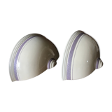 Pair of enamelled ceramic wall light