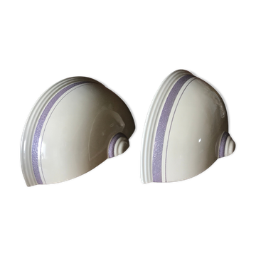 Pair of enamelled ceramic wall light