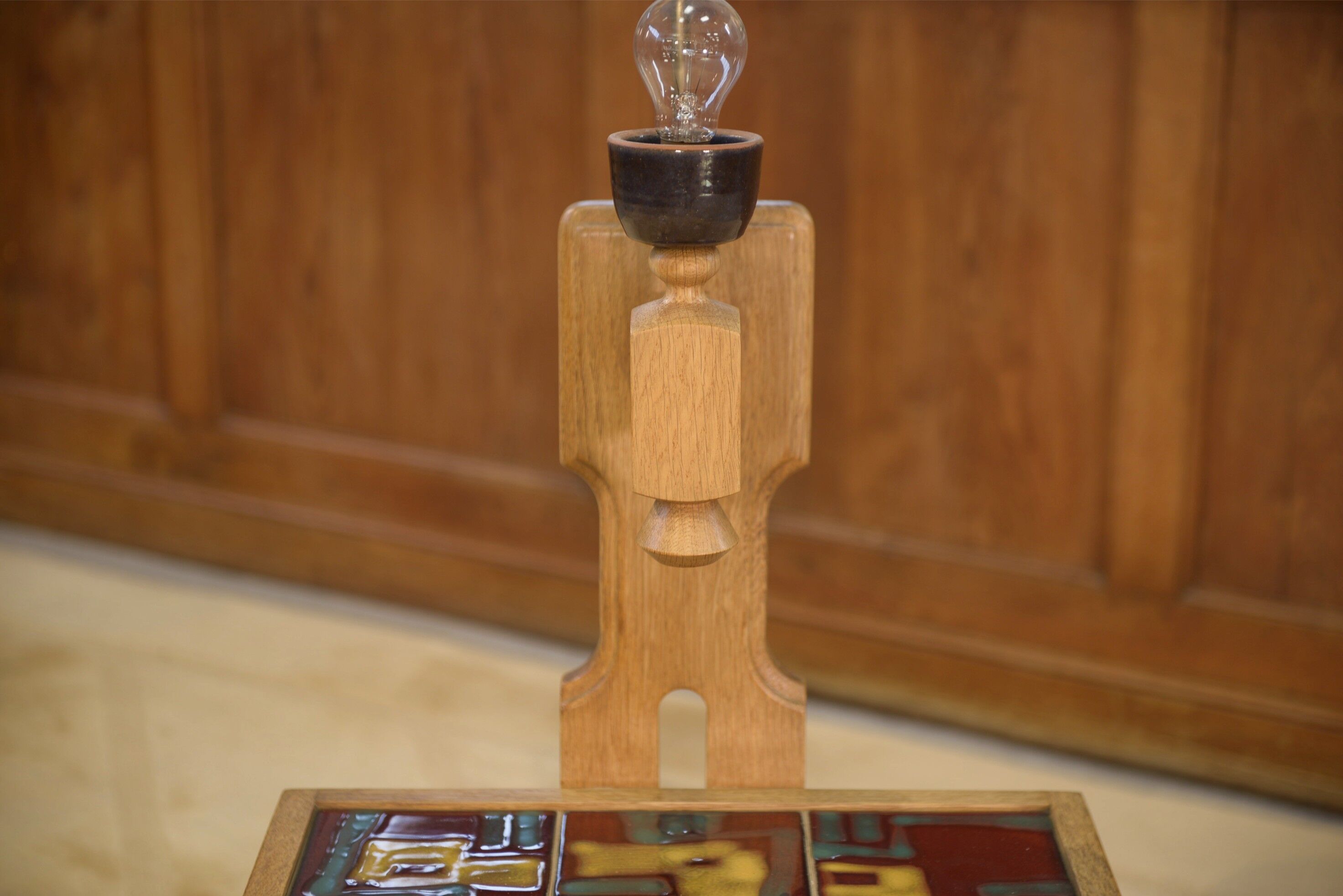 Oak bedside table by Guillerme and Chambron for Your House 1950s