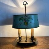 Bouillotte lamp in painted sheet metal decorated with flowers